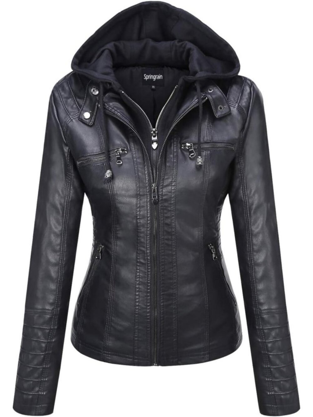 Chic Women's Faux Leather Moto Jacket - Stylish Biker Coat for Fall & Winter